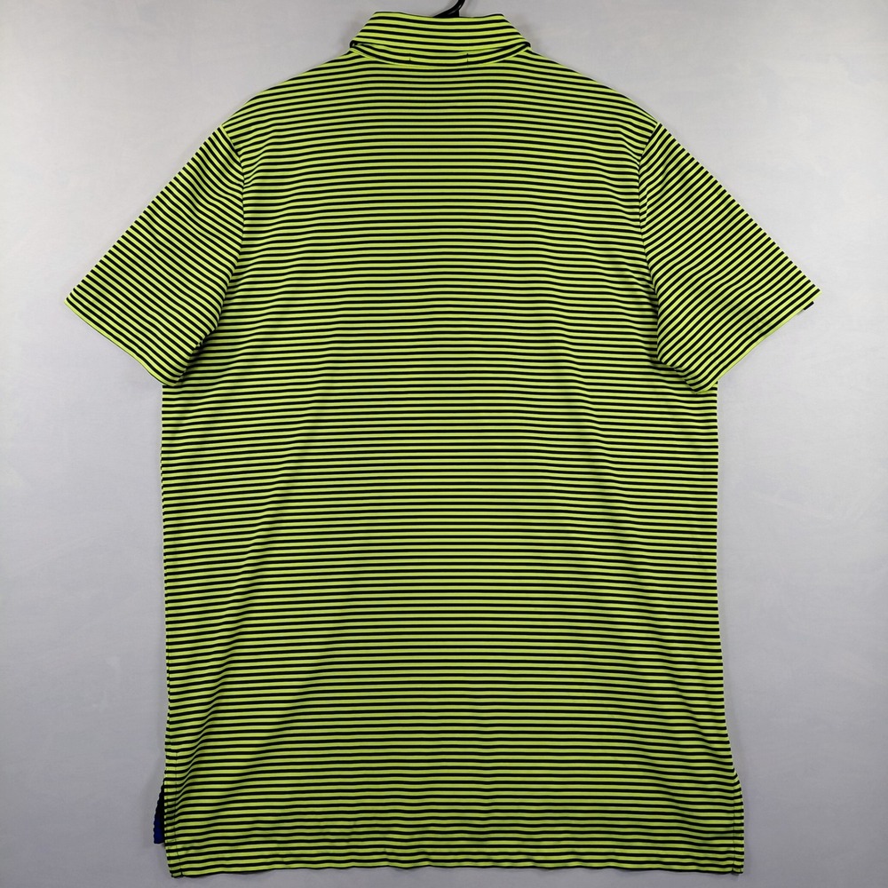 RLX Ralph Lauren Mens Large Neon Yellow Navy Striped Southern Hills Polo‎ Shirt - Picture 12 of 13